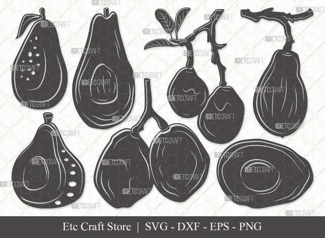 Avocado Silhouette SVG Cut File | Avocado Svg | Avocado Veggies Svg | Fruit Svg | Avocados Bundle | Eps | Dxf | Png SVG ETC Craft 
