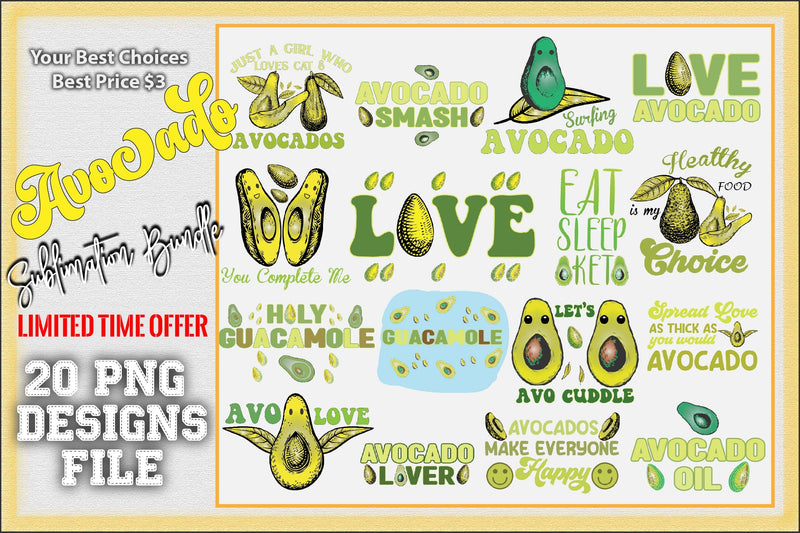 Avocado Sublimation Bundle Sublimation Creativeart88 