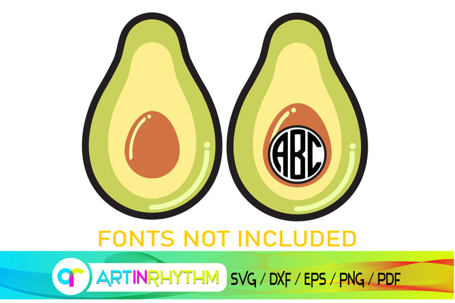 avocado svg, fruit monogram svg SVG Artinrhythm shop 