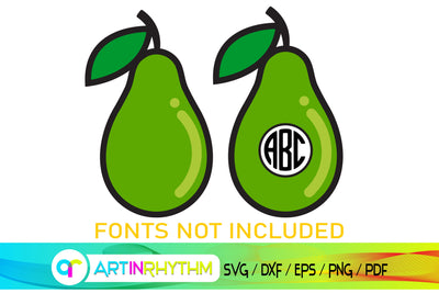 avocado svg, fruit monogram svg SVG Artinrhythm shop 