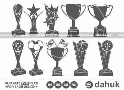 Award Trophies SVG, Trophy cup SVG, Sports Award Clipart, Award trophies bundle, Award SVG, Trophy Vector, Cut file for silhouette, svg, eps, dxf, png, clipart cricut design space, vinyl cut files SVG dahukdesign 