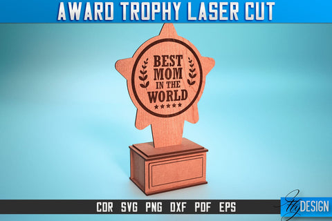 Award Trophy Laser Cut SVG | Award Trophy SVG Design | CNC Files SVG Fly Design 