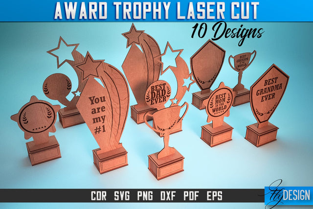 Award Trophy Laser Cut SVG | Award Trophy SVG Design | CNC Files SVG Fly Design 