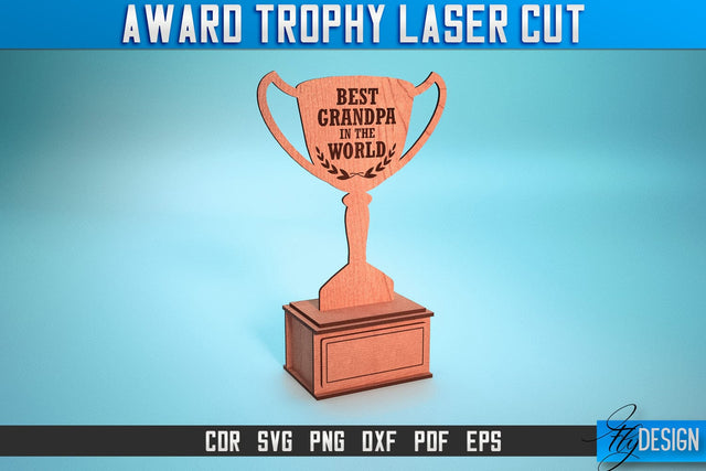 Award Trophy Laser Cut SVG | Award Trophy SVG Design | CNC Files SVG Fly Design 