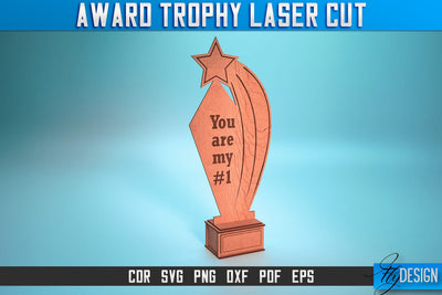 Award Trophy Laser Cut SVG | Award Trophy SVG Design | CNC Files SVG Fly Design 