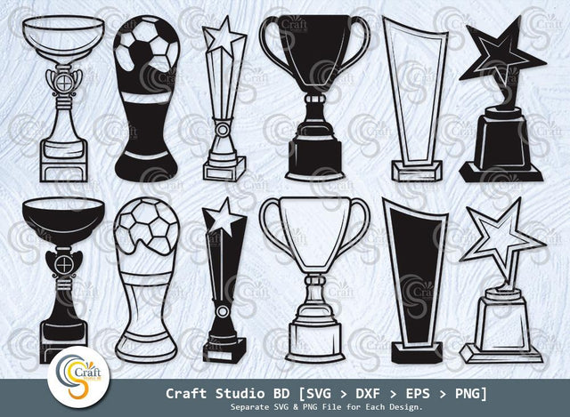 Award Trophy Silhouette, Award Trophy SVG, Trophy Cup Svg, Trophies Star Svg, Award Svg, Sports Svg, Award Trophy Bundle SVG ETC Craft 