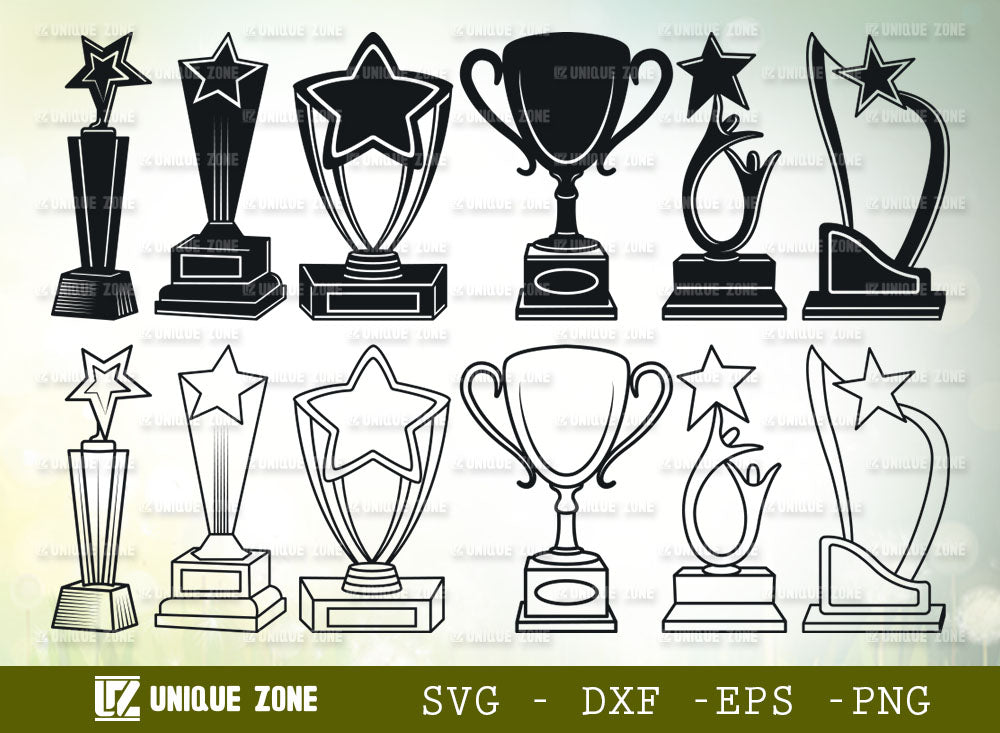 Award Trophy SVG Bundle | Trophy Cup Svg | Trophies Star Svg | Award