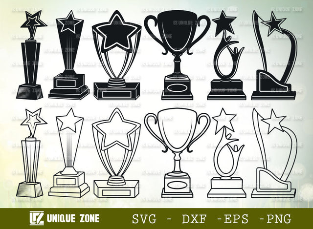 Award Trophy SVG Bundle | Trophy Cup Svg | Trophies Star Svg | Award Svg | Sports Svg | Winner Awards Svg | Cup Svg | Champion Trophy Svg | Prize Svg SVG Unique Zone 