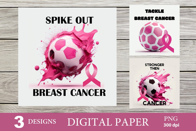 Awareness Breast Cancer Digital Paper. Football Clipart PNG Sublimation Olga Terlyanskaya 