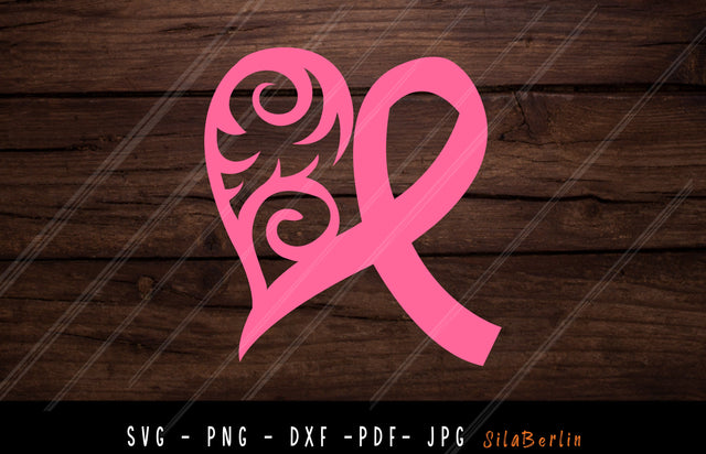 Awareness Pink Heart SVG, Breast Cancer Svg, Pink Ribbon Png, Breast Cancer Clipart, Cancer Awareness, Fight Cancer, Instant Download SVG SilaBerlin 