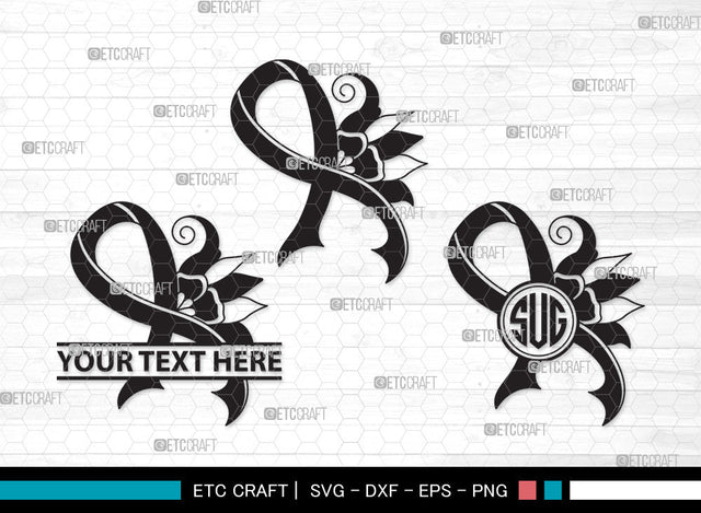 Awareness Ribbon Monogram SVG | Breast Cancer Ribbon Svg | Survivor Ribbon Bundle | Awareness Ribbon Monogram SVG ETC Craft 