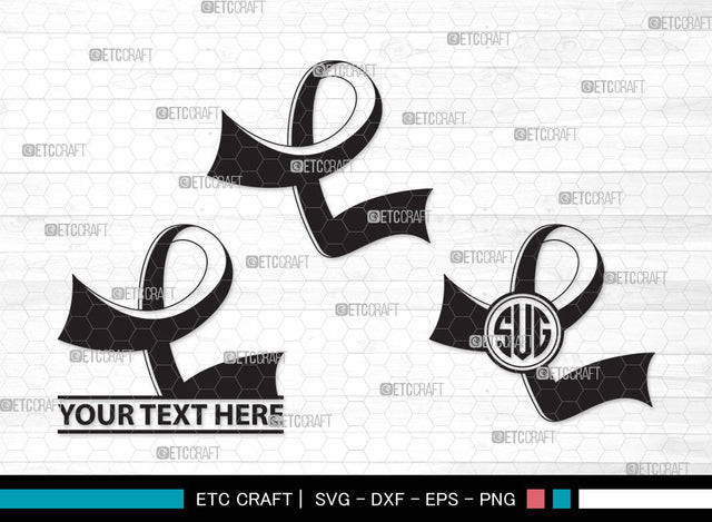 Awareness Ribbon Monogram SVG | Breast Cancer Ribbon Svg | Survivor Ribbon Bundle | Awareness Ribbon Monogram SVG ETC Craft 