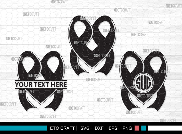 Awareness Ribbon Monogram SVG | Breast Cancer Ribbon Svg | Survivor Ribbon Bundle | Awareness Ribbon Monogram SVG ETC Craft 