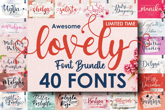 Awesome Lovely Font Bundle - Valentine's Edition Font Letterena Studios 