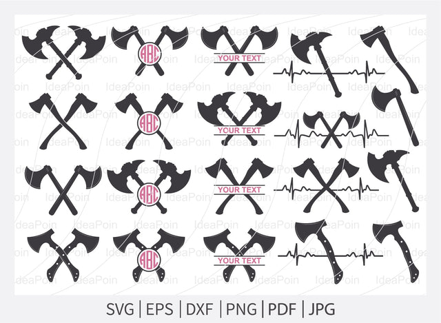 Axe svg, Axe Monogram Frame SVG, Firefighter Svg, Axe Monogram svg, Axe Clipart, Axe Vector, crossed axes heartbeat svg, Lumberjack svg SVG Dinvect 