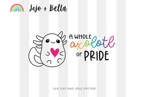 Axolotl Svg, Axolotl Pride Svg, Cute Axolotl Svg, Cartoon Axolotl, Axolotl Outline, Pride SVG, LGBTQ svg, Svg files for Cricut, Silhouette SVG Jojo&Bella 