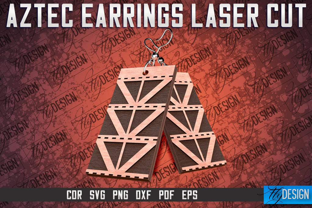 Aztec Earrings Laser Cut SVG | Accessories Laser Cut SVG Design - So Fontsy