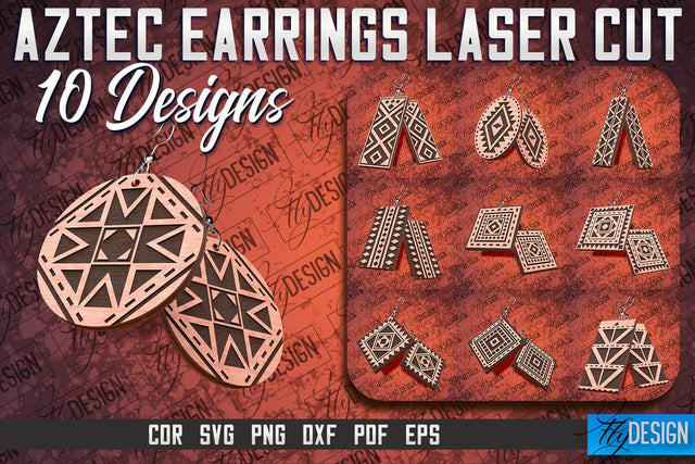 Aztec Earrings Laser Cut SVG | Accessories Laser Cut SVG Design SVG Fly Design 