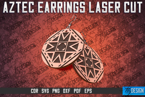 Aztec Earrings Laser Cut SVG | Accessories Laser Cut SVG Design SVG Fly Design 