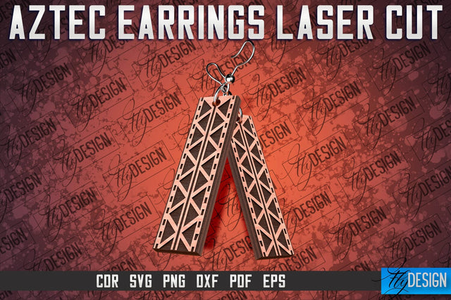 Aztec Earrings Laser Cut SVG | Accessories Laser Cut SVG Design SVG Fly Design 