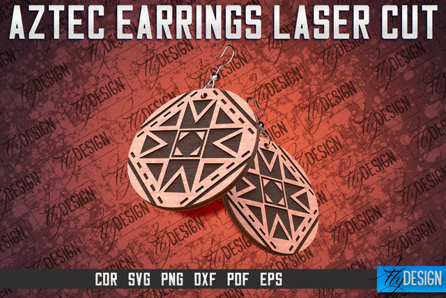 Aztec Earrings Laser Cut SVG | Accessories Laser Cut SVG Design SVG Fly Design 
