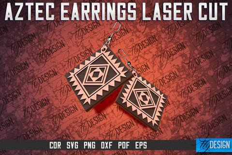Aztec Earrings Laser Cut SVG | Accessories Laser Cut SVG Design SVG Fly Design 