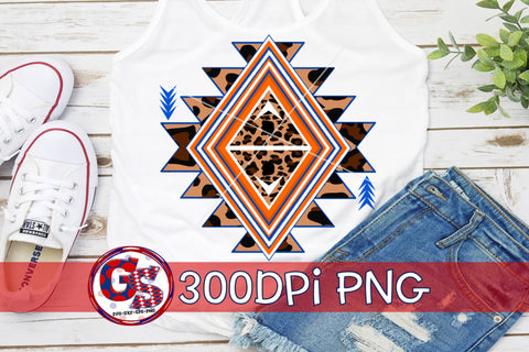 Aztec Orange and Blue PNG for Sublimation-School Spirit PNG Sublimation Greedy Stitches 