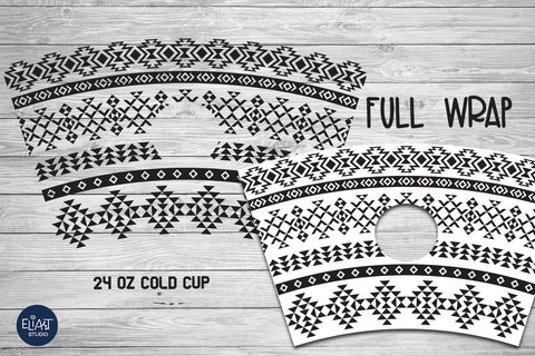 Aztec SVG Cold Cup, Tribal Pattern SVG, 24 Oz Cup Wrap SVG. SVG Elinorka 