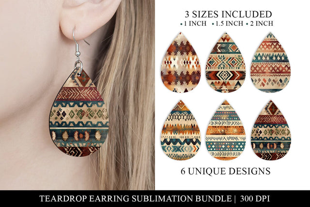 Aztec Tear Drop Earring Sublimation Bundle Sublimation BijouBay 