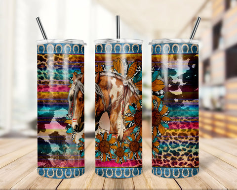 Aztec Tribal Horse Tumbler PNG, Western Print Sublimation Design, 20 oz Skinny Tumbler, Cheetah Cowgirl Tumbler Wrap, Digital Download File Sublimation TrendingDesign 