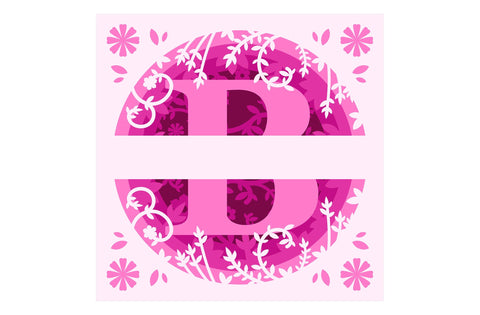 “B” 3D Flower Split Monogram Shadow Box SVG MD mominul islam 