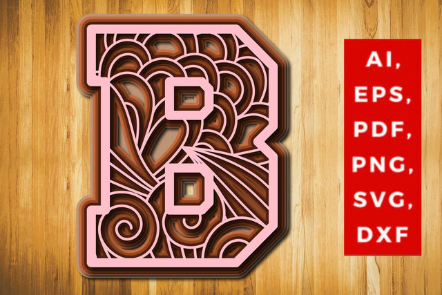 B Layered Floral Alphabet SVG cut file SVG MD JOYNAL ABDIN 