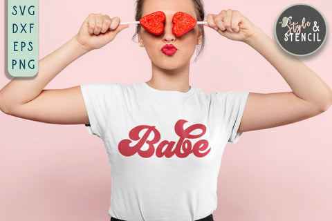 Babe SVG - Valentine Shirt SVG - Retro SVG Style and Stencil 