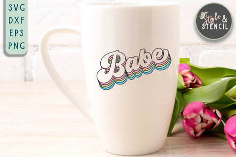 Babe SVG - Valentine Shirt SVG - Retro Valentine SVG Style and Stencil 