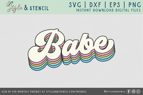 Babe SVG - Valentine Shirt SVG - Retro Valentine SVG Style and Stencil 