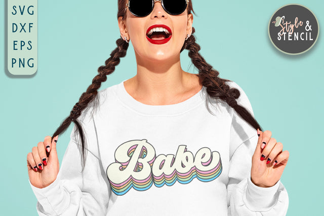 Babe SVG - Valentine Shirt SVG - Retro Valentine SVG Style and Stencil 