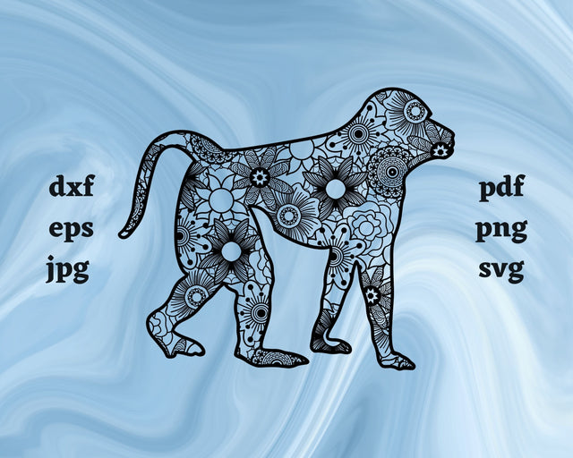 Baboon Mandala SVG Cut File SVG Northern Light SVG 