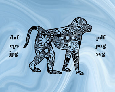Baboon Mandala SVG Cut File SVG Northern Light SVG 