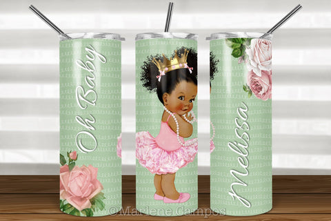 Baby Afro Puff Skinny Tumbler Sublimation | 20oz Skinny Tumbler | Green Color Sublimation Marlene Campos 