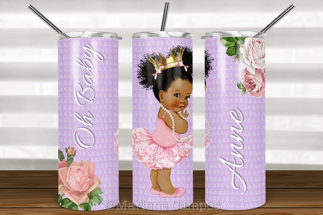 Baby Afro Puff Skinny Tumbler Sublimation | 20oz Skinny Tumbler | Purple Sublimation Marlene Campos 