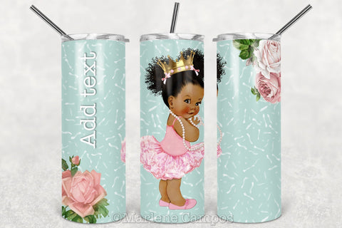 Baby Afro Puff Skinny Tumbler Sublimation | 20oz Skinny Tumbler | Turquoise Sublimation Marlene Campos 