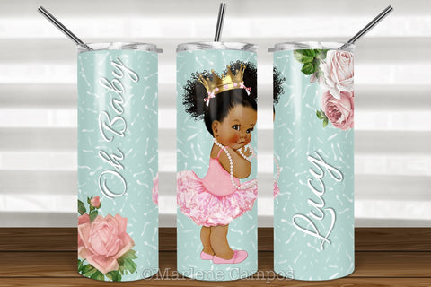 Baby Afro Puff Skinny Tumbler Sublimation | 20oz Skinny Tumbler | Turquoise Sublimation Marlene Campos 