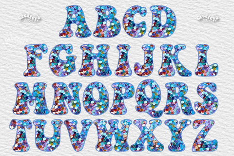 Baby Alphabet PNG Boy Glitter Letters Numbers Symbols Sequins and Stitches Sublimation Createya Design 