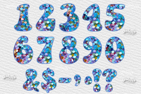 Baby Alphabet PNG Boy Glitter Letters Numbers Symbols Sequins and Stitches Sublimation Createya Design 