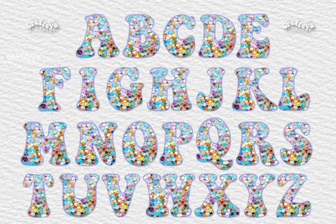 Baby Alphabet PNG Glitter Letters Numbers Symbols Glitter Sequins and Stitches Sublimation Createya Design 