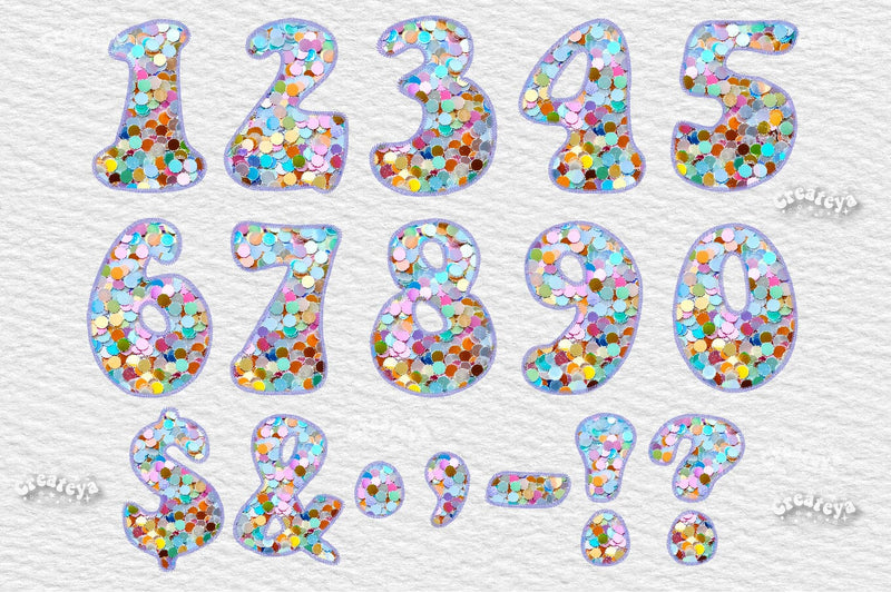 Baby Alphabet PNG Glitter Letters Numbers Symbols Glitter Sequins and ...