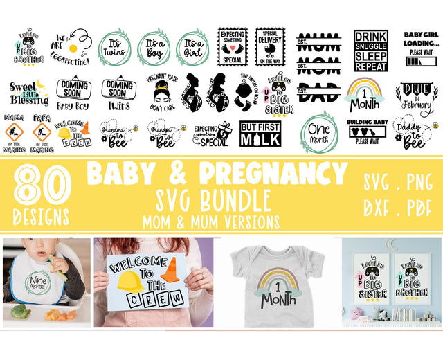 Baby and Pregnancy SVG bundle,baby milestone,mom mum versions SVG Redearth and gumtrees 