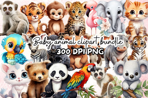 Baby animal clipart bundle Sublimation Regulrcrative 