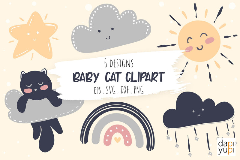 Baby Animal Clipart, Sunny and Cat SVG SVG dapiyupi store 