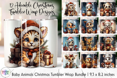 Baby Animals Christmas Tumbler Wrap Bundle Sublimation Designs by Ira 